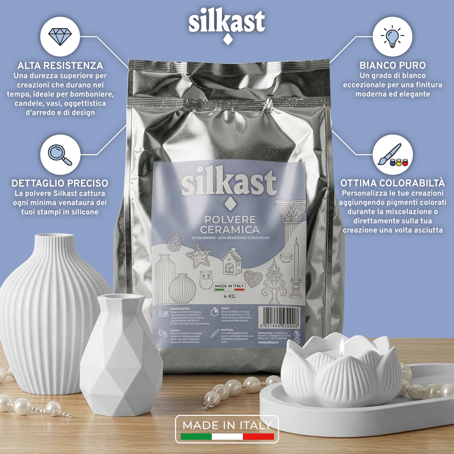 SILKAST – Polvere Ceramica Extrabianca 4 kg | Made in Italy