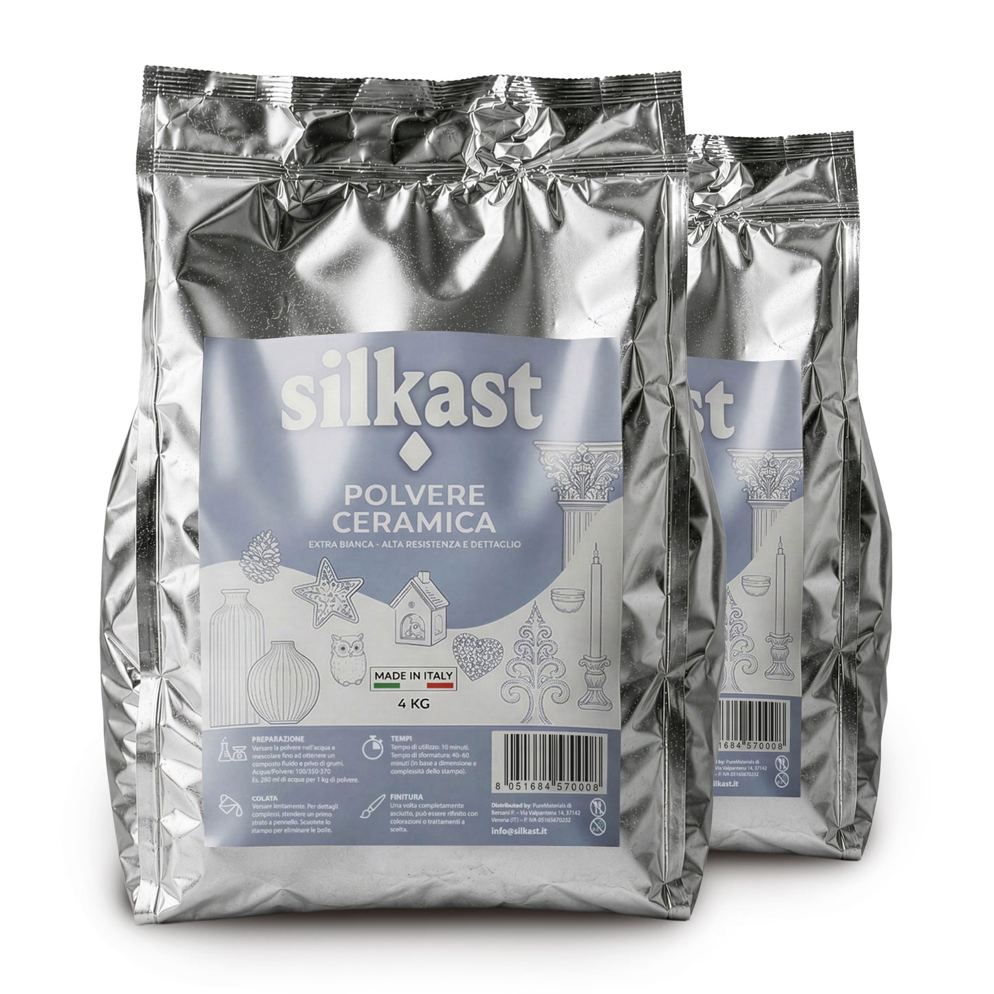 SILKAST – Polvere Ceramica Extrabianca 4 kg | Made in Italy