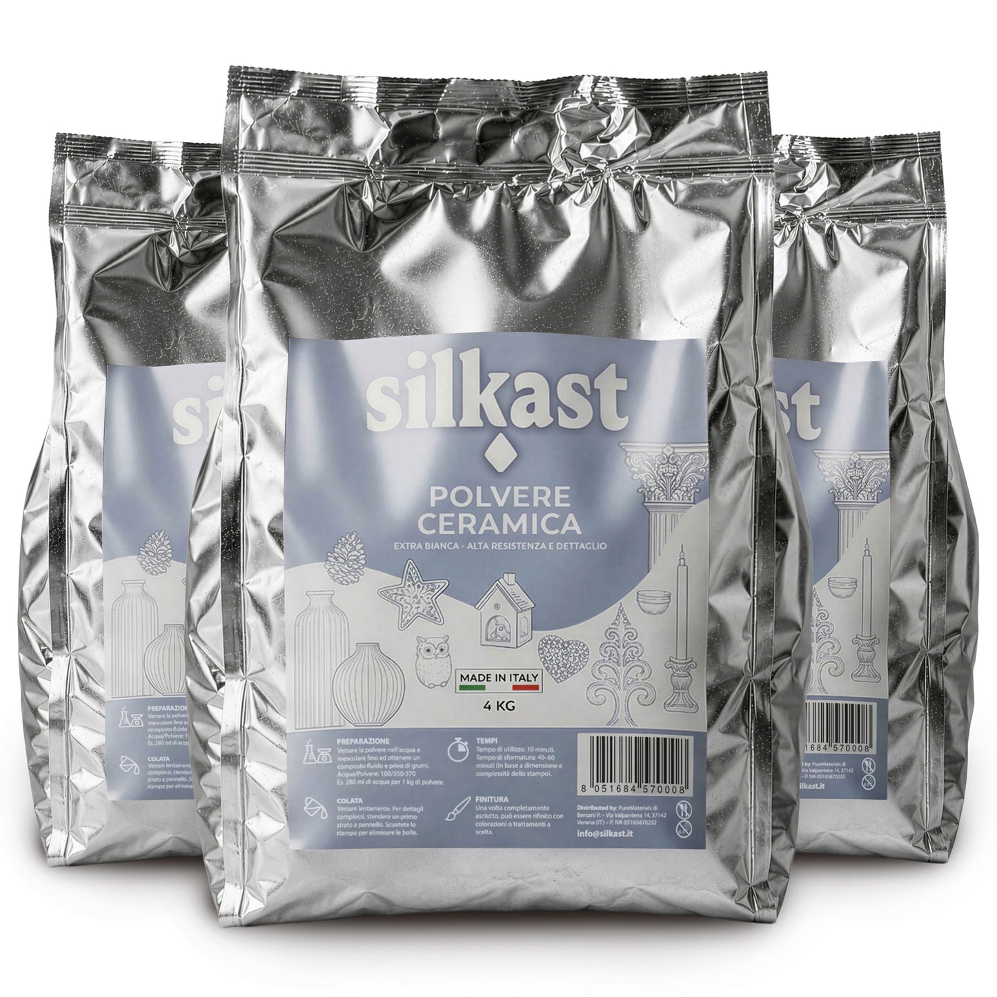 SILKAST – Polvere Ceramica Extrabianca 4 kg | Made in Italy